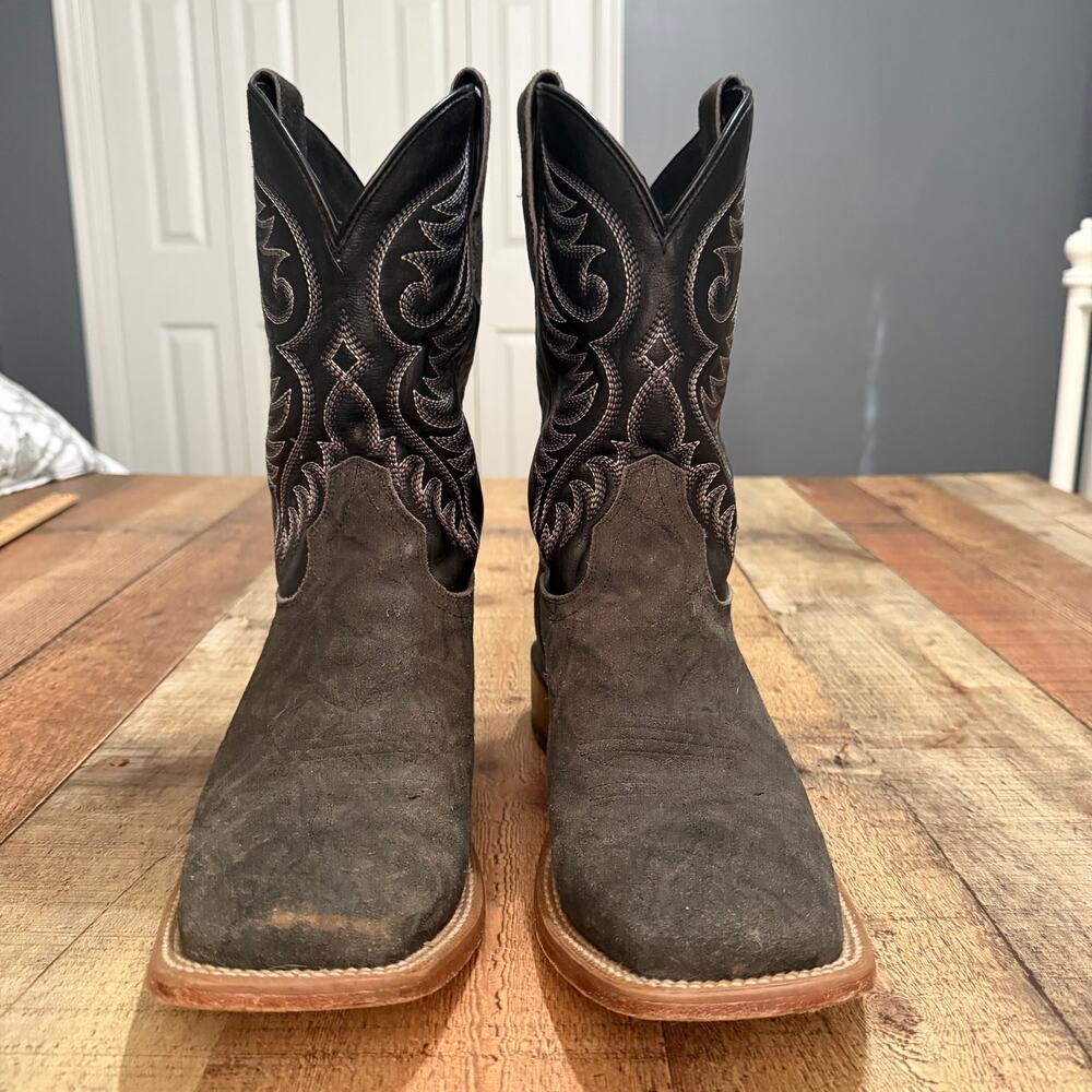 Ariat Black Elephant Roughout Wiley Boots Sz 11.5 D Cowboy Western Square Toe - Picture 4 of 8